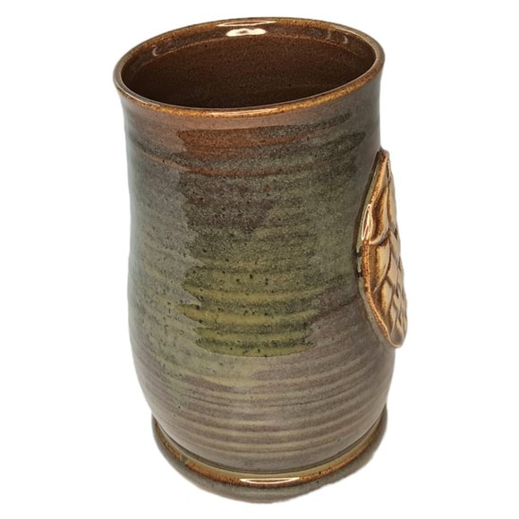 Hops Pottery Mug Green and Brown Handmade - Picture 2 of 10
